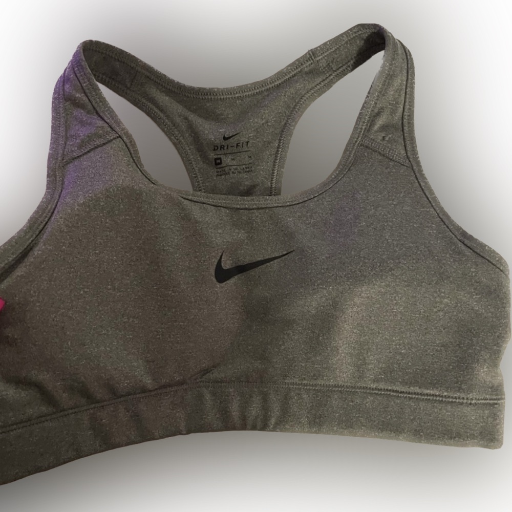 Nike Dri-Fit charcoal gray racerback sports bra size M - Picture 2 of 4